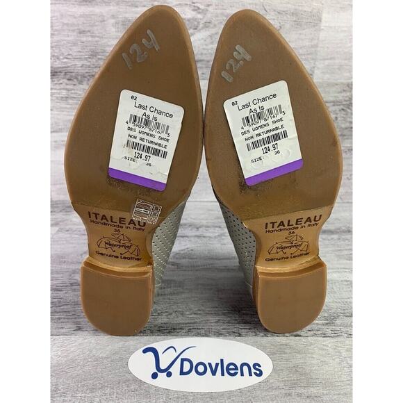 Italeau Womens Perforated Leather Booties Size 5.5 Silver - Picture 5 of 5